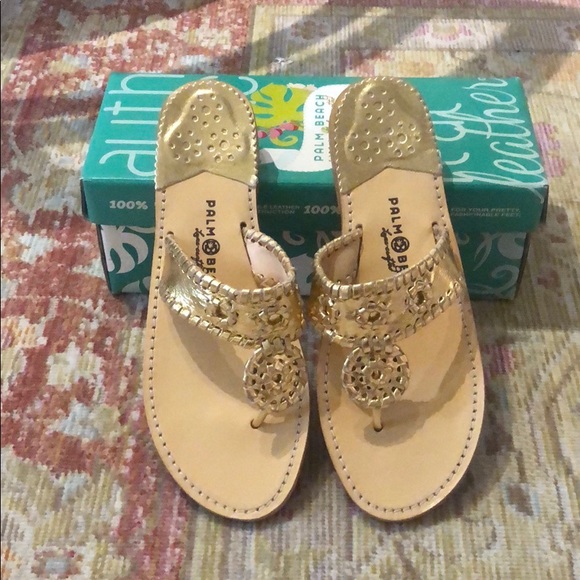 NWOT Gold Palm Beach Classic Sandals - Picture 2 of 5